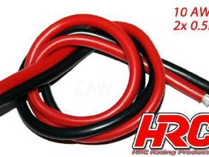 Câble silicone rouge et noir 10AWG 5,2mm2