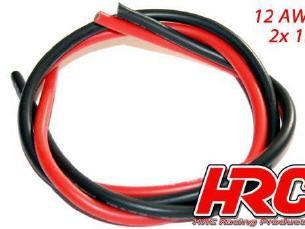 Câble silicone rouge et noir 12AWG 3,3mm2