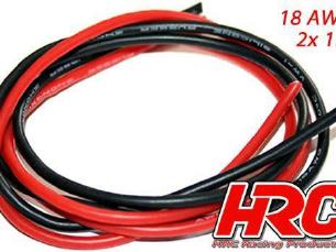 Câble silicone rouge et noir 18AWG 0.8mm2